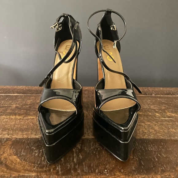 Ego Marshall Double Strap Pointed Toe Platform Block Heel - Picture 2 of 5